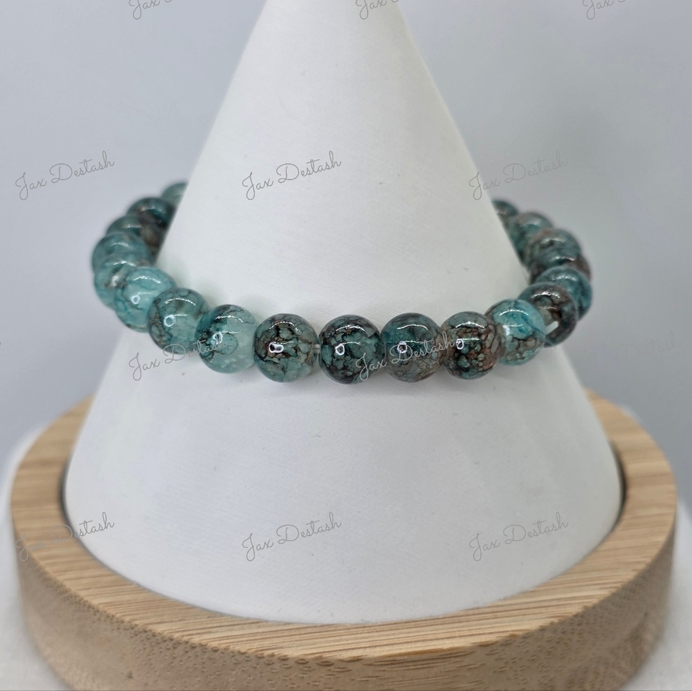 Blue Green Beaded Bracelet BR223